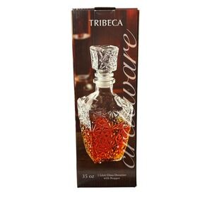 Circleware Tribeca Glass Decanter w/ Stopper 1L 35 oz Liquor Scotch Bourbon Wine